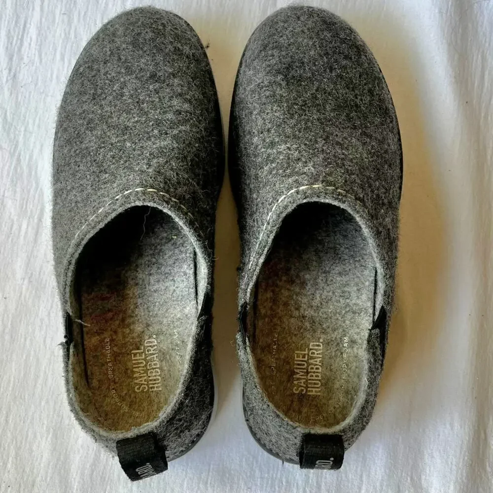 Samuel Hubbard Spring Back Men's Felt Slippers Shoes Charcoal Gray Size 9.5